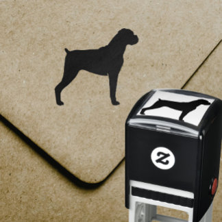Boxer Dog Breed Silhouette with Natural Ears Self-inking Stamp