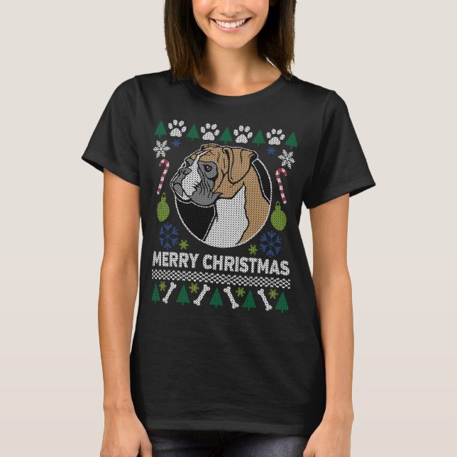 Boxer Dog Breed Ugly Christmas Sweater (Front)