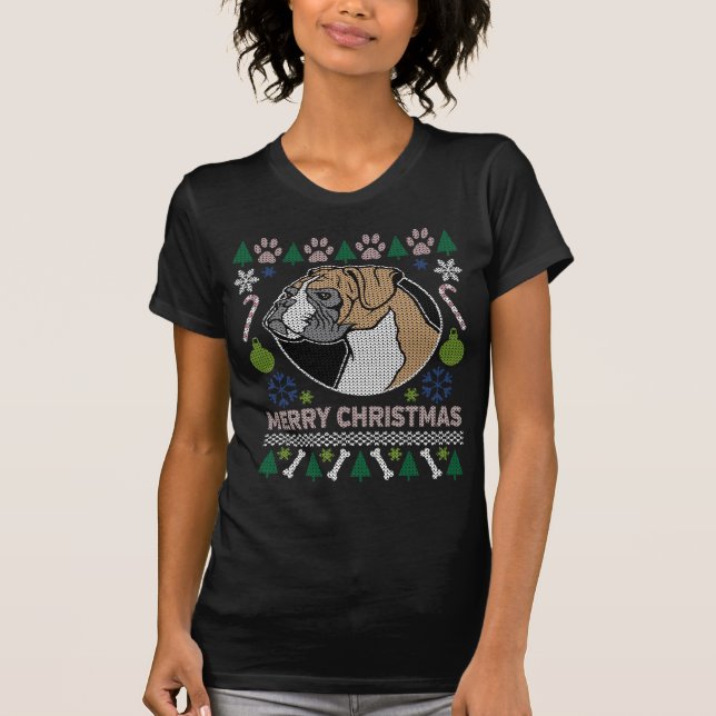 Boxer Dog Breed Ugly Christmas Sweater (Front)
