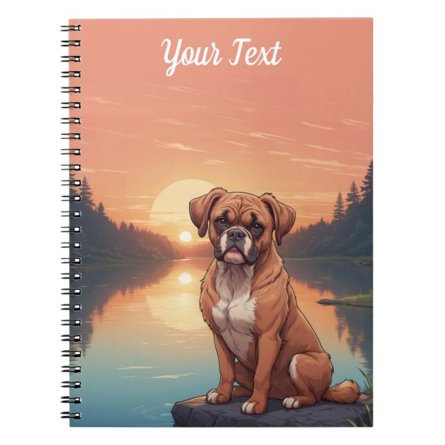 Boxer Dog by Lake Notebook (Front)
