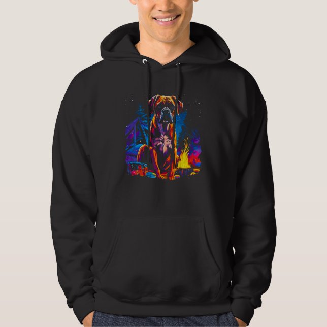 Boxer Dog Camping   Hoodie (Front)