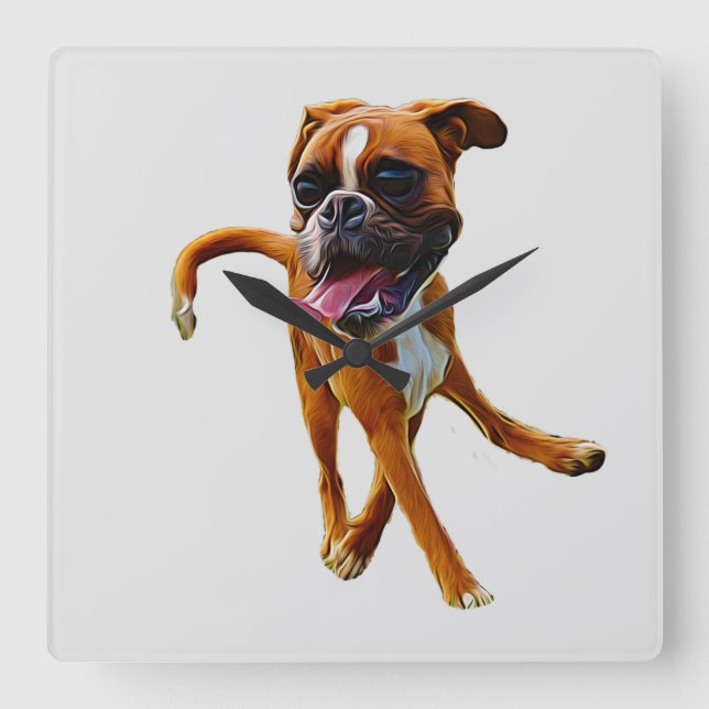 Boxer Dog Caricature Wall Clock (Front)