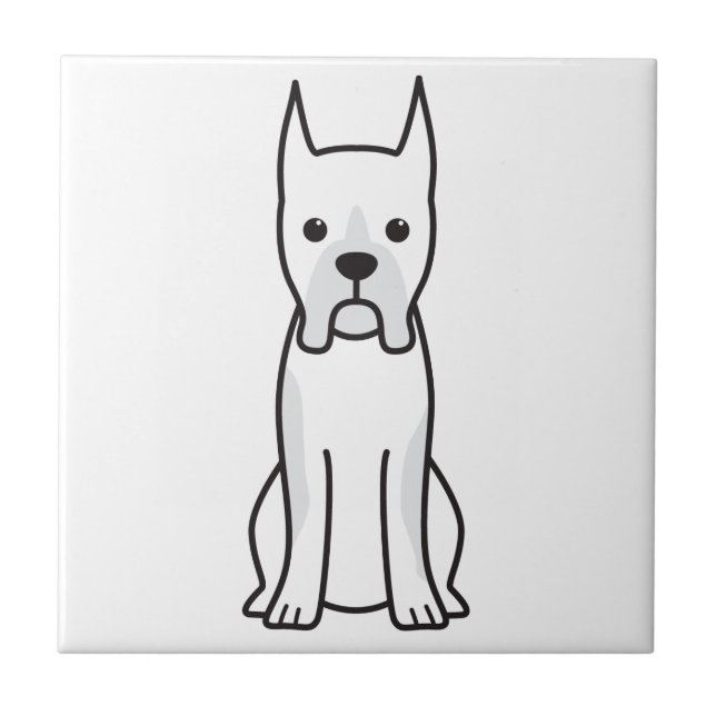 Boxer Dog Cartoon Tile (Front)