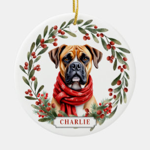 Boxer Dog Ceramic Circle Ornament