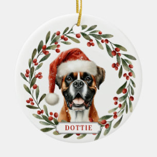 Boxer Dog Ceramic Circle Ornament