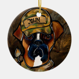 Boxer Dog Ceramic Tree Decoration