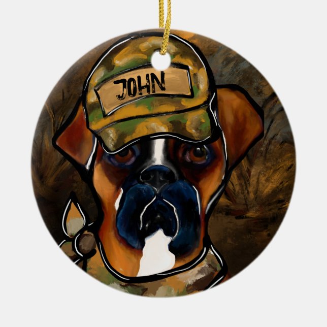 Boxer Dog Ceramic Tree Decoration (Front)