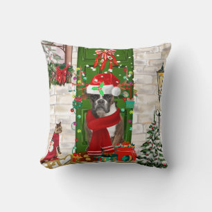 Boxer Dog Christmas Cushion