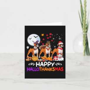 Boxer Dog Christmas Happy Hallothankmas Thanksgivi Card