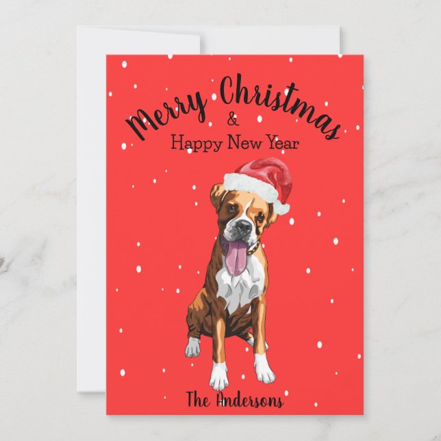 Boxer Dog Christmas Holiday Card (Front)