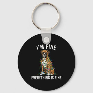 Boxer Dog Christmas I'm Fine Everything Is Fine Key Ring