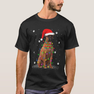 Boxer Dog Christmas Lights Holiday Santa Funny Box T-Shirt
