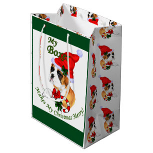 Boxer Dog Christmas Merry Medium Gift Bag