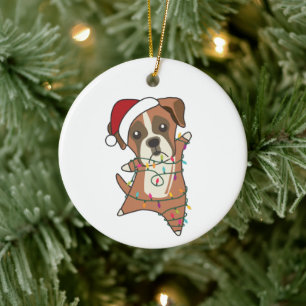 Boxer Dog Christmas Snow Winter Animals Dogs Adult Ceramic Tree Decoration