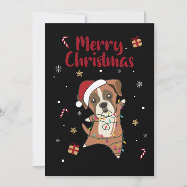 Boxer Dog Christmas Snow Winter Animals Dogs Adult Holiday Card (Front)