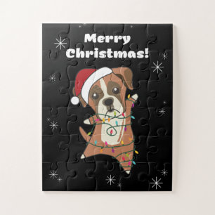 Boxer Dog Christmas Snow Winter Animals Dogs Jigsaw Puzzle