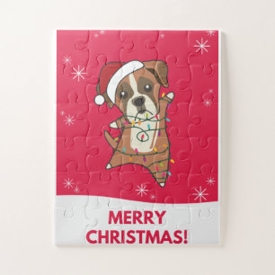 Boxer Dog Christmas Snow Winter Animals Dogs Jigsaw Puzzle