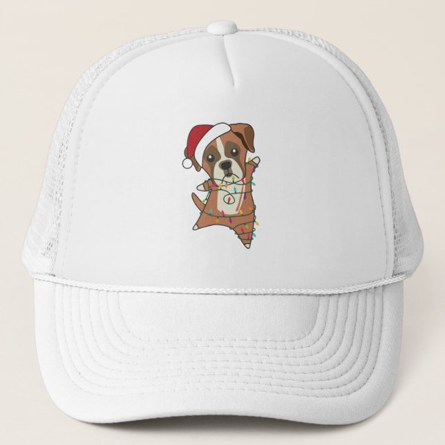 Boxer Dog Christmas Snow Winter Animals Dogs Trucker Hat (Front)