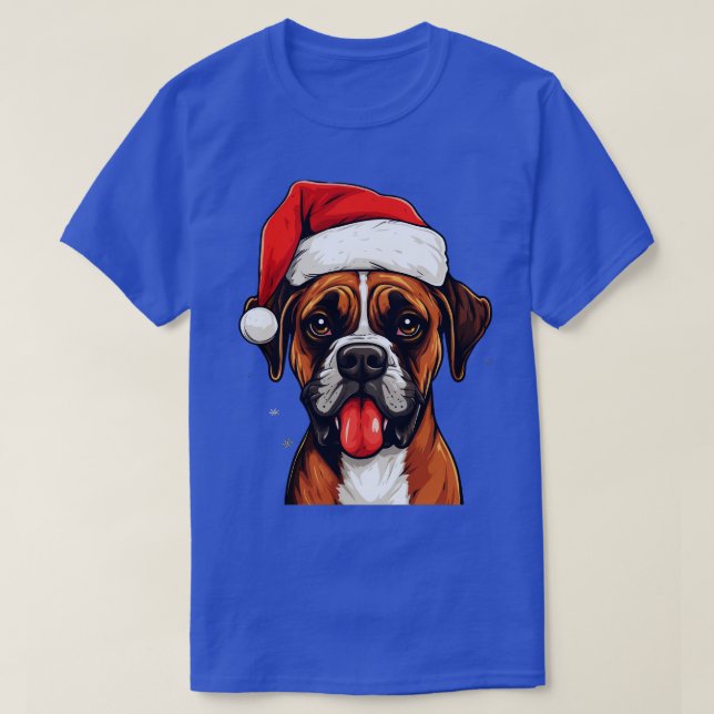 Boxer Dog Christmas T-Shirt (Design Front)