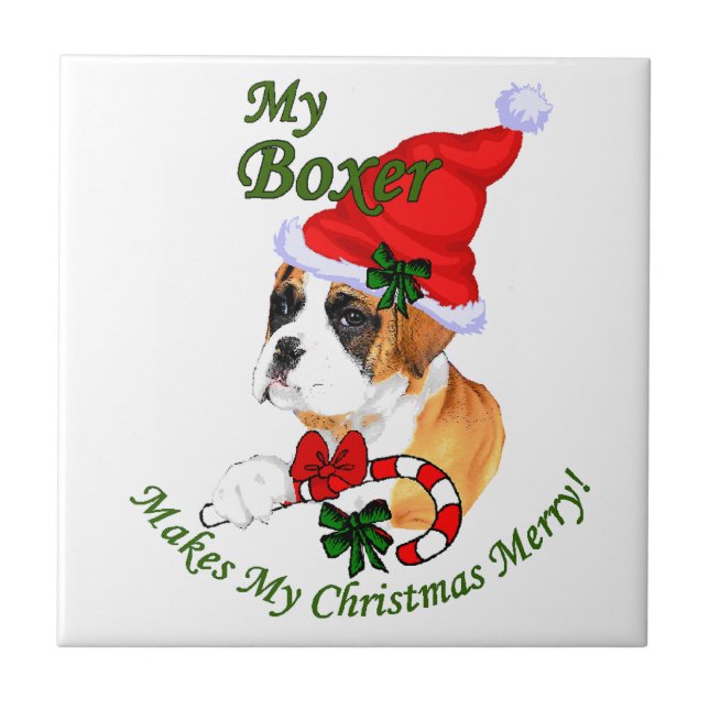 Boxer Dog Christmas Tile (Front)