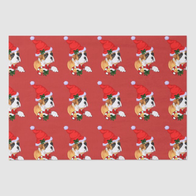 Boxer Dog Christmas Tissue Paper (Front)