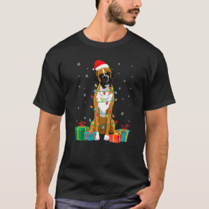 Boxer Dog Christmas Tree Lights Puppy T-Shirt
