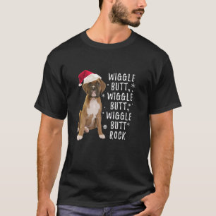 Boxer Dog Christmas Wiggle Butt Rock T-Shirt