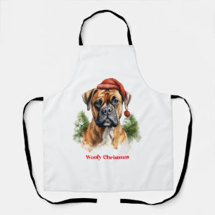 Boxer Dog Christmas X-Mas wish gift Woofy Christma Apron