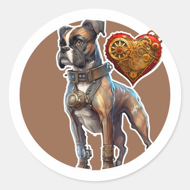 Boxer Dog Classic Round Sticker (Front)