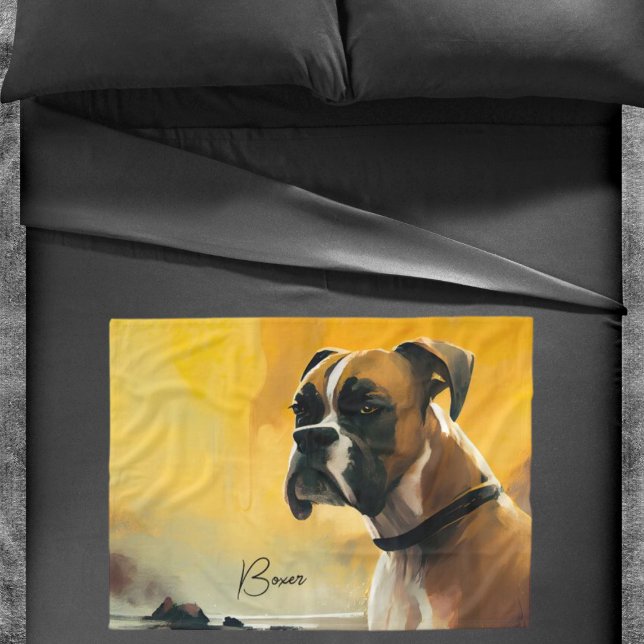 Boxer Dog Coastal Landscape Blanket Yellow (Creator Uploaded)
