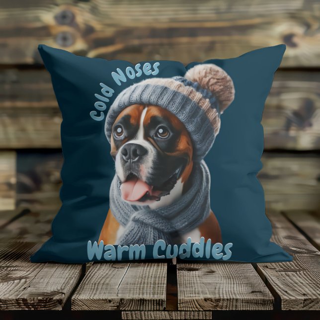 Boxer Dog Cold Noses, Warm Cuddles Cushion (Creator Uploaded)