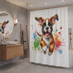 Boxer Dog Colour Splash Shower Curtain