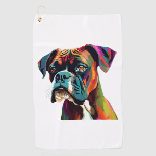Boxer Dog Colourful Golf Towel