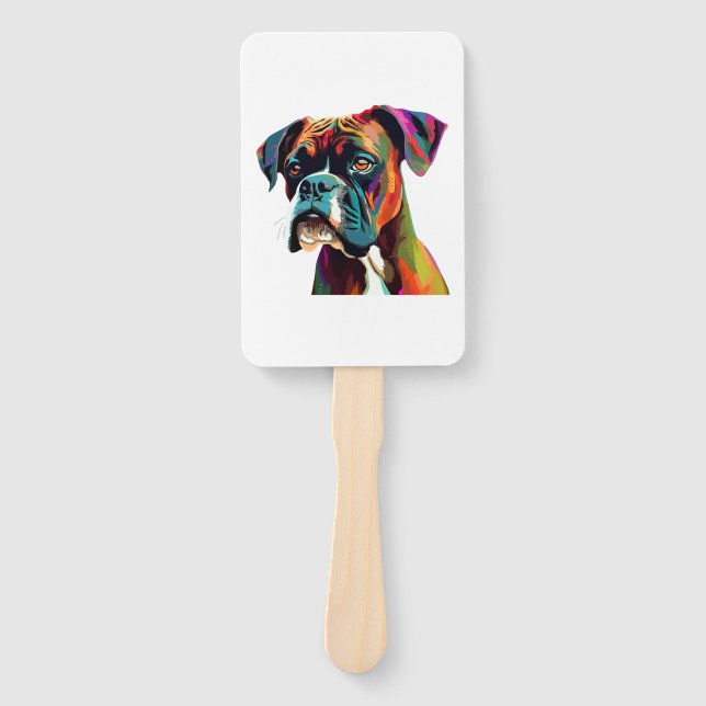 Boxer Dog Colourful Hand Fan (Front)