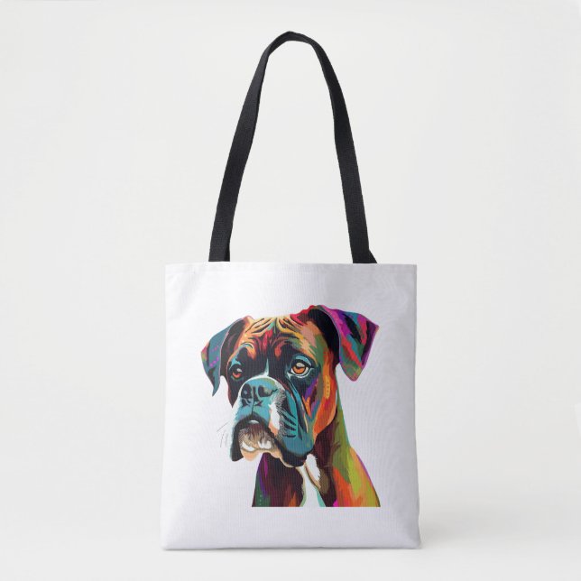 Boxer Dog Colourful Tote Bag (Front)