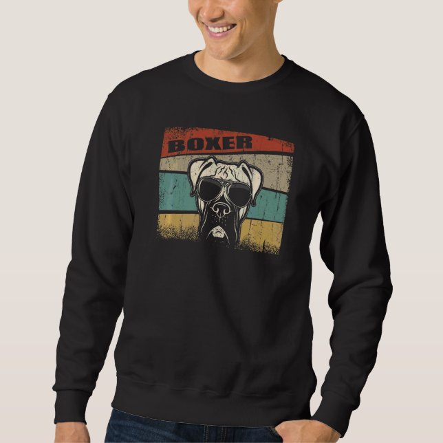 Boxer Dog Cool  Simple Vintage Retro Style Sweatshirt (Front)