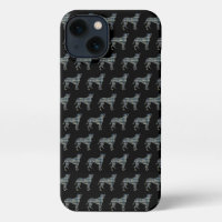 Boxer Dog Cute Silhouette Grid Black