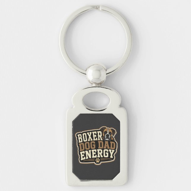Boxer Dog Dad Energy Keychain (Front)