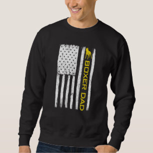 Boxer Dog Dad Vintage Patriotic With American Flag Sweatshirt