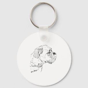 Boxer Dog  – Dog Lover Minimalist Illustration Key Ring