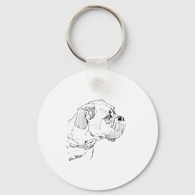 Boxer Dog  – Dog Lover Minimalist Illustration Key Ring (Front)