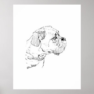 Boxer Dog – Dog Lover Minimalist Illustration Poster