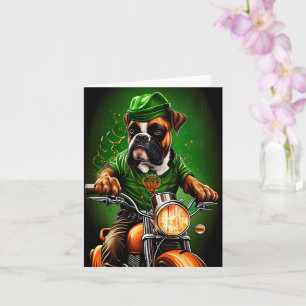 Boxer Dog Driving Bike St. Patrick's Day Card