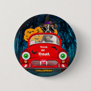 Boxer Dog Driving Car Scary Halloween 6 Cm Round Badge