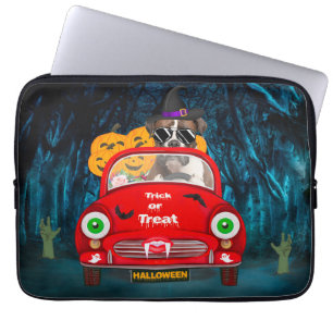 Boxer Dog Driving Car Scary Halloween Laptop Sleeve