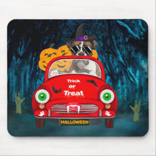 Boxer Dog Driving Car Scary Halloween Mouse Pad