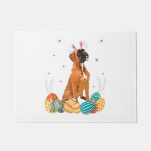 Boxer Dog Easter Bunny Shirt Dog Doormat