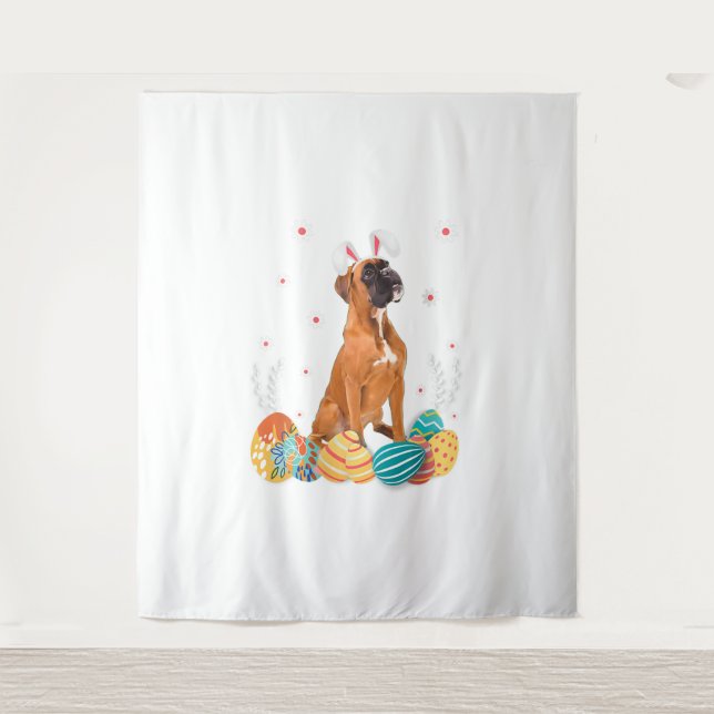 Boxer Dog Easter Bunny Shirt Dog Tapestry (Front)