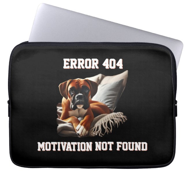 Boxer Dog Error 404 Motivation Not Found Laptop Sleeve (Front)