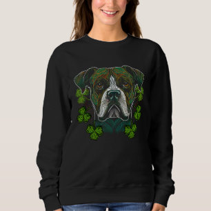 Boxer Dog Face Mandala Shamrock Irish C St Patrick Sweatshirt